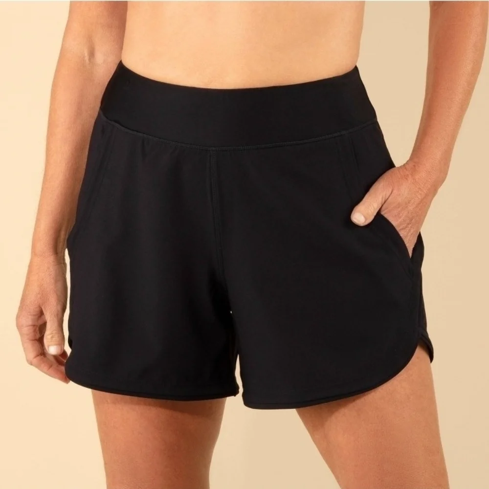 Lands end Women's UPF Full Coverage Swim Board Short Black Size XS 2-4